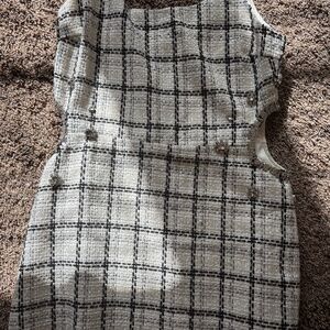 GB scoop neck dress jeweled tweed mini dress white